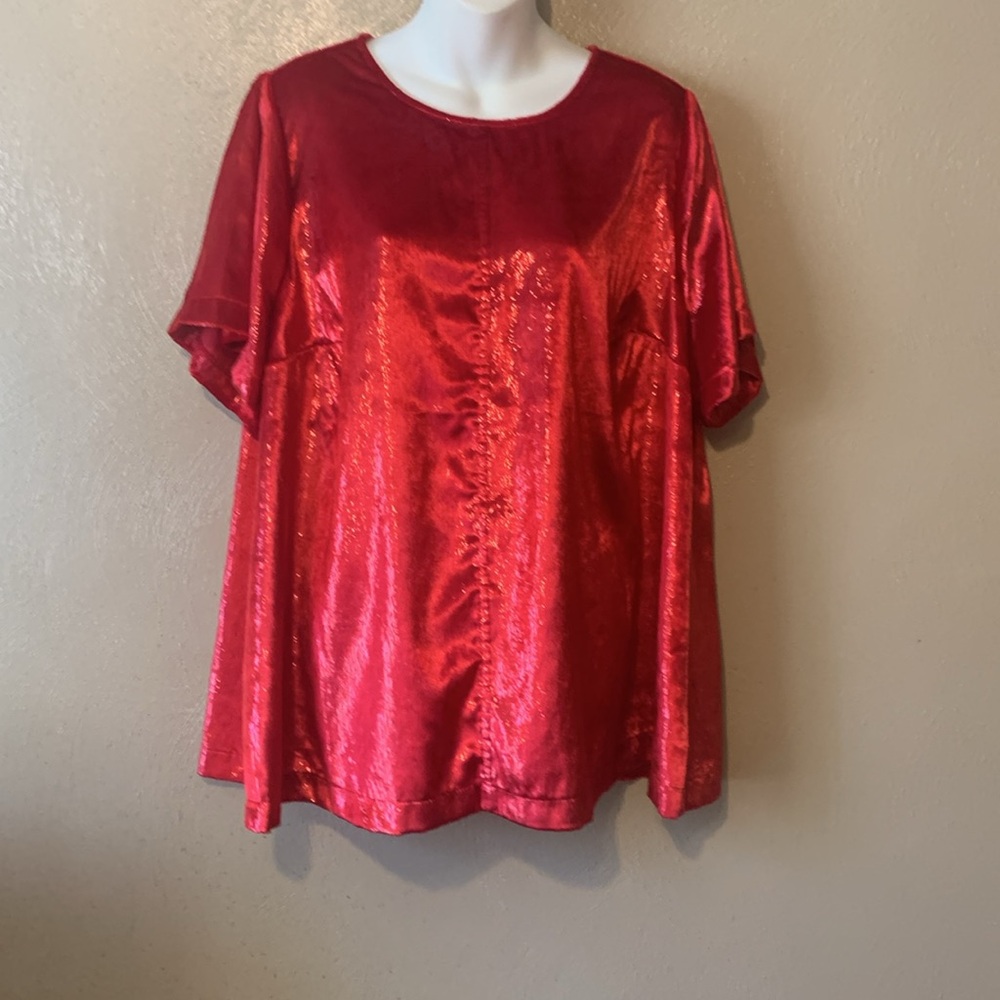 Lane Bryant size 18 red metallic holiday evening top